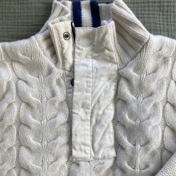 Helly Hansen Wool Cream white Cable Knit collared Sweater L - Picture 5 of 5